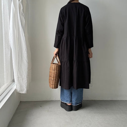 jujudhau デッドストックコットンティアードドレス　ブラック