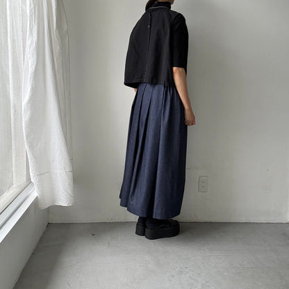Linenya  デニムタックスカート　90センチ丈