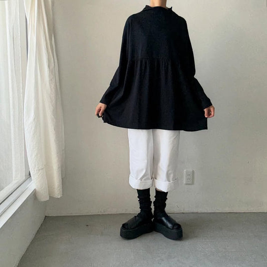 homspun 天竺ハイネックギャザープルオーバー