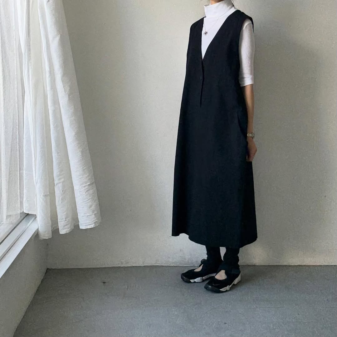 atelier naruse コットンリネンスラブジャンパースカート