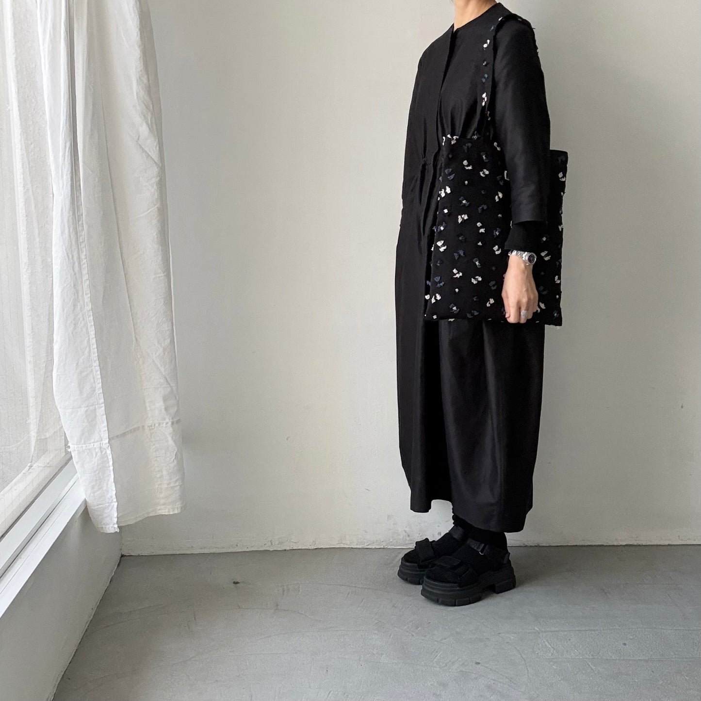 kijinokanosei  糸巻きレコードバッグ　ブラック