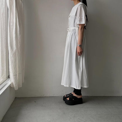 MAGALI 天日干しコットンスクエアカラーワンピース　ホワイト
