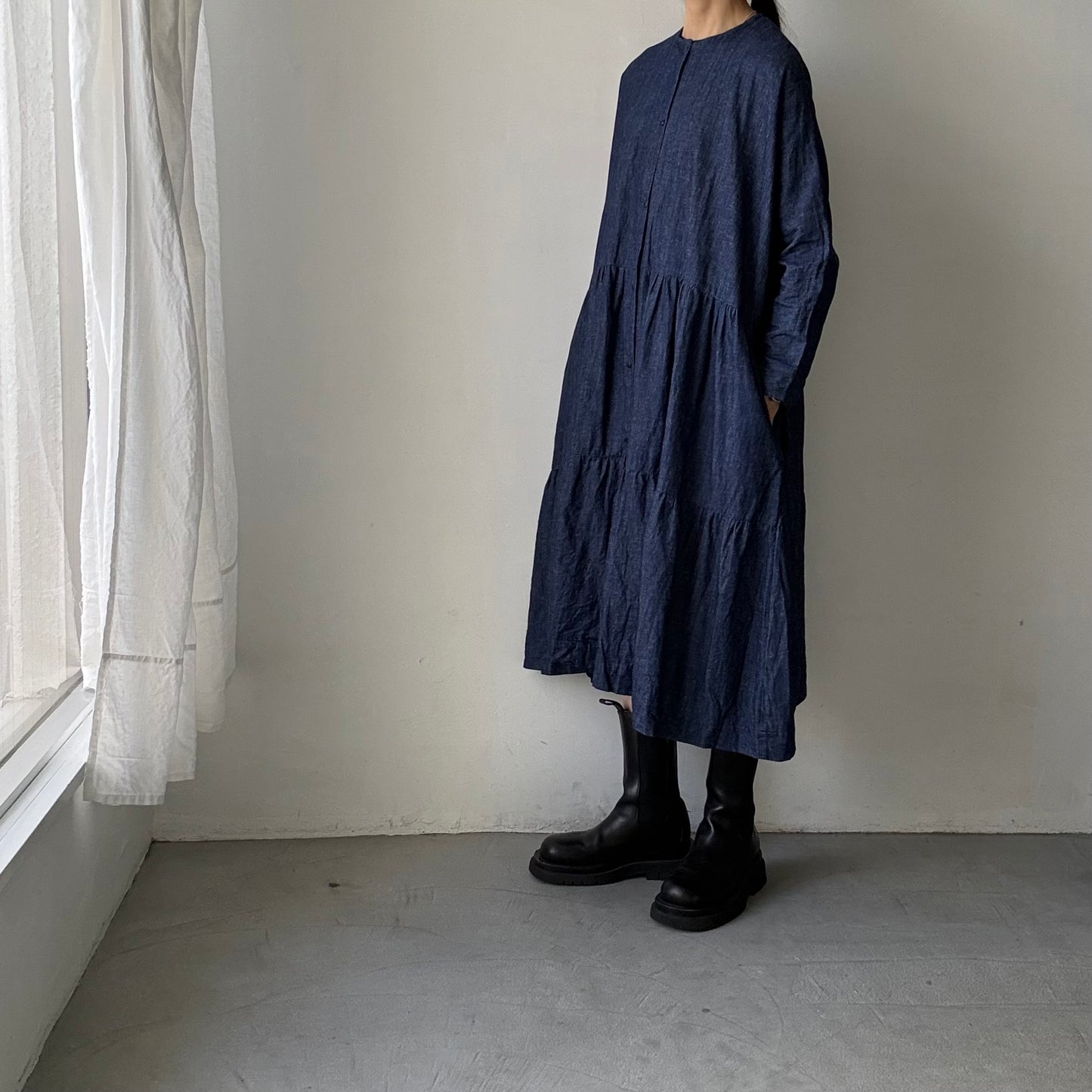 jujudhau デッドストックデニムティアードドレス