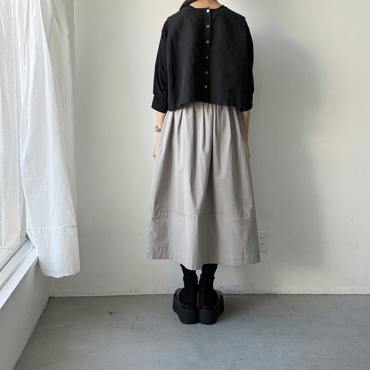 MAGALI オールドコットンラップ風スカート　グレー