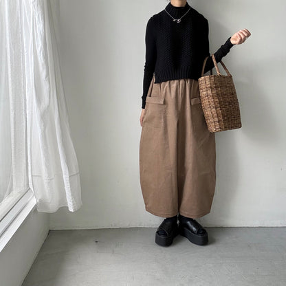 MAGALI コットンコーデュロイフラップポケットパンツ　ベージュ