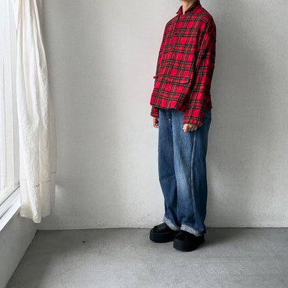 atelier naruse ウールコットンタータンチェックテーラードジャケット
