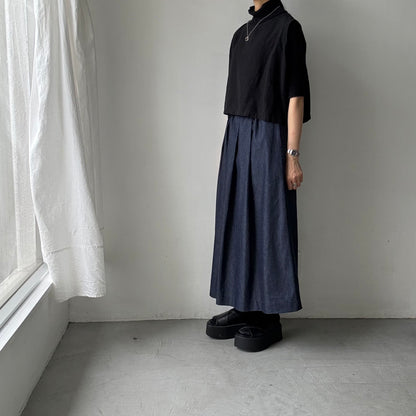 Linenya  デニムタックスカート　90センチ丈