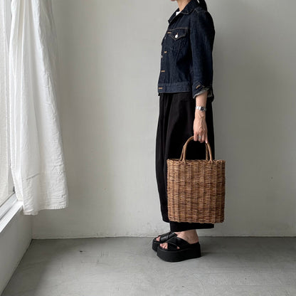 atelier d'antan Perriereコットンワイドパンツ　ブラックsize1