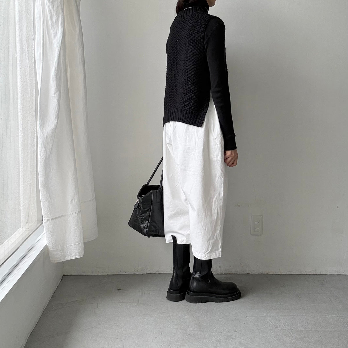 homspun デニムギャザーパンツ　ホワイト