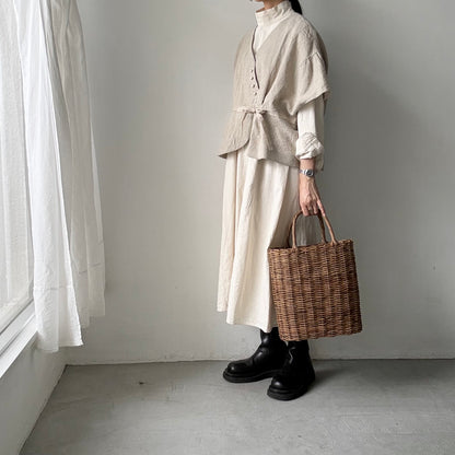 MAGALI  トリプルウォッシュリネンカシュクールジレ　ナチュラル