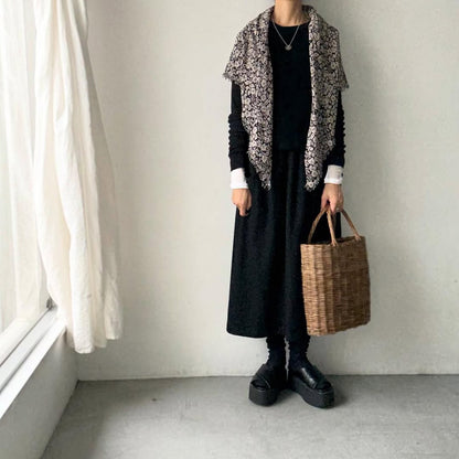 R&D.M.Co  ワイルドベリーガーゼショール　ブラック×フラックス