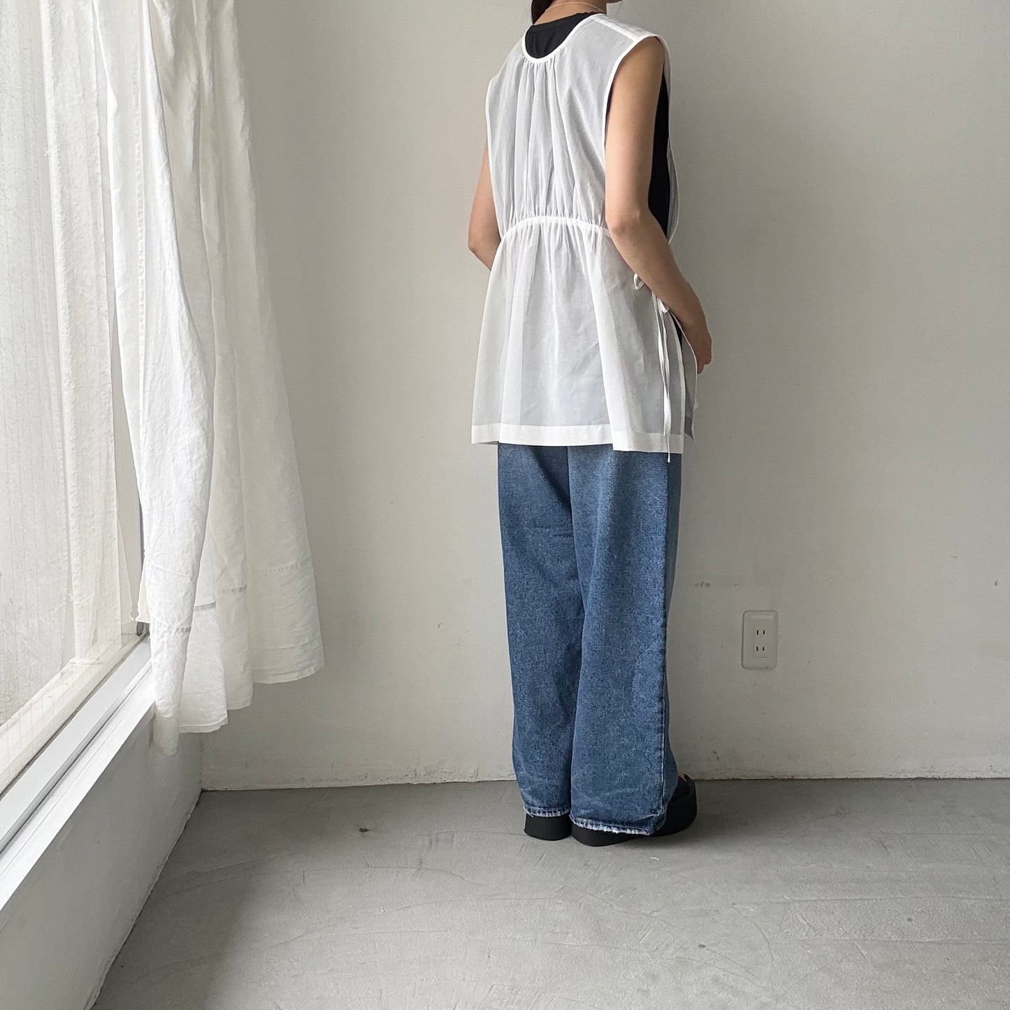 TENNE HANDCRAFTED MODERN オーガンジー2wayショートドレス　ホワイト