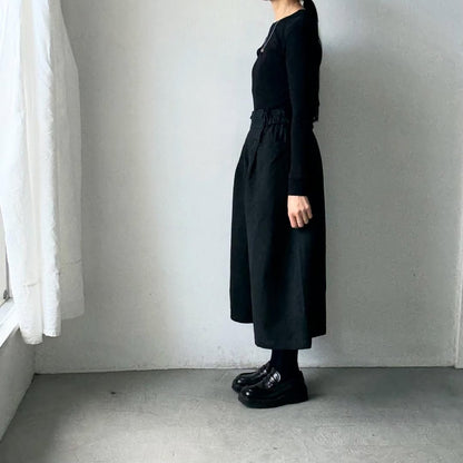 MAGALI ハイカウントコットンリネンコクーンパンツ　ブラック
