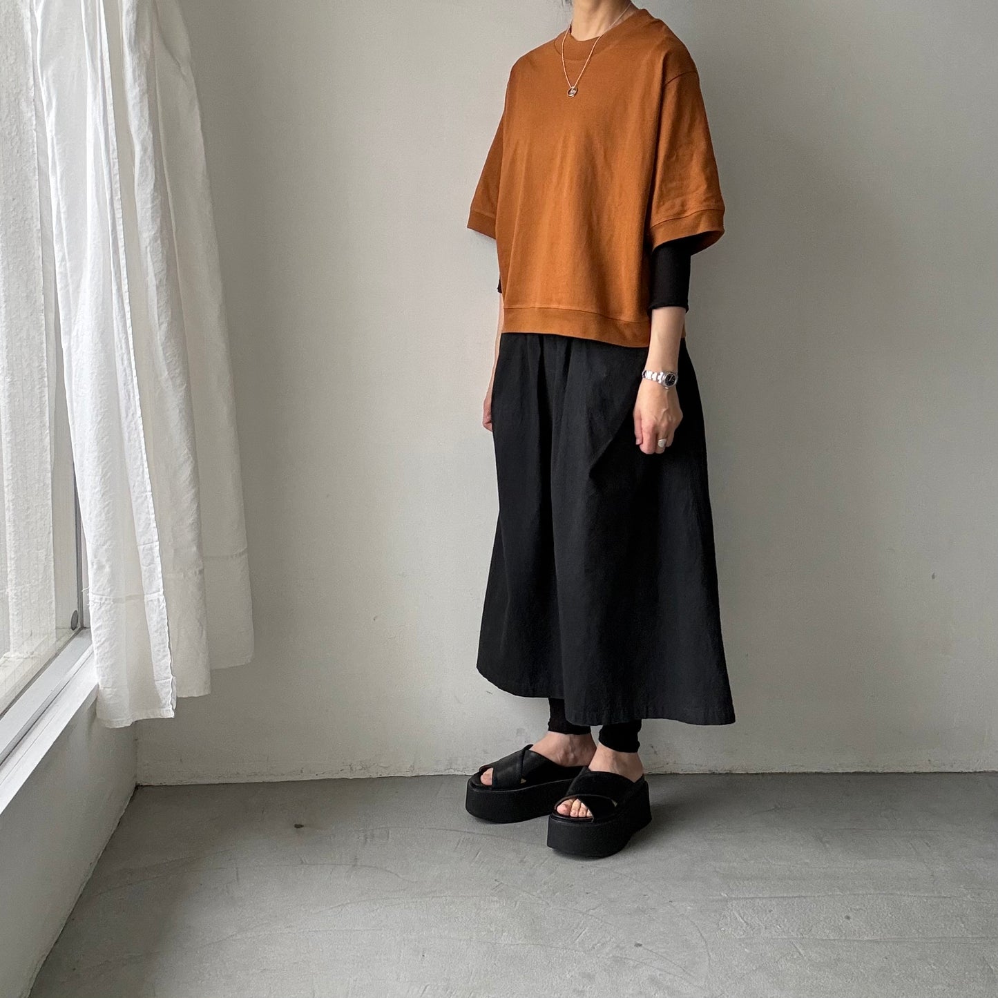 atelier d'antan  Bordet コットンジャージー５分袖プルオーバー　コニャック