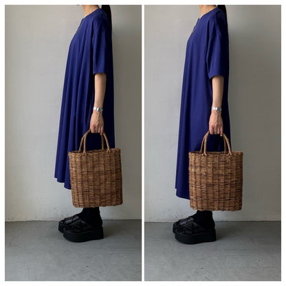 atelier naruse  コットンカットソーコクーンワンピース　ネイビーブルー