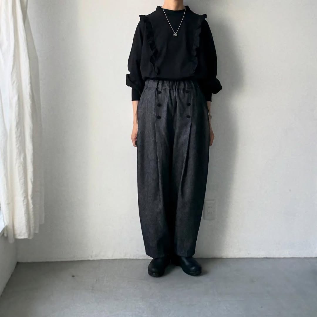 MAGALI コットンリネンデニムマリンパンツ