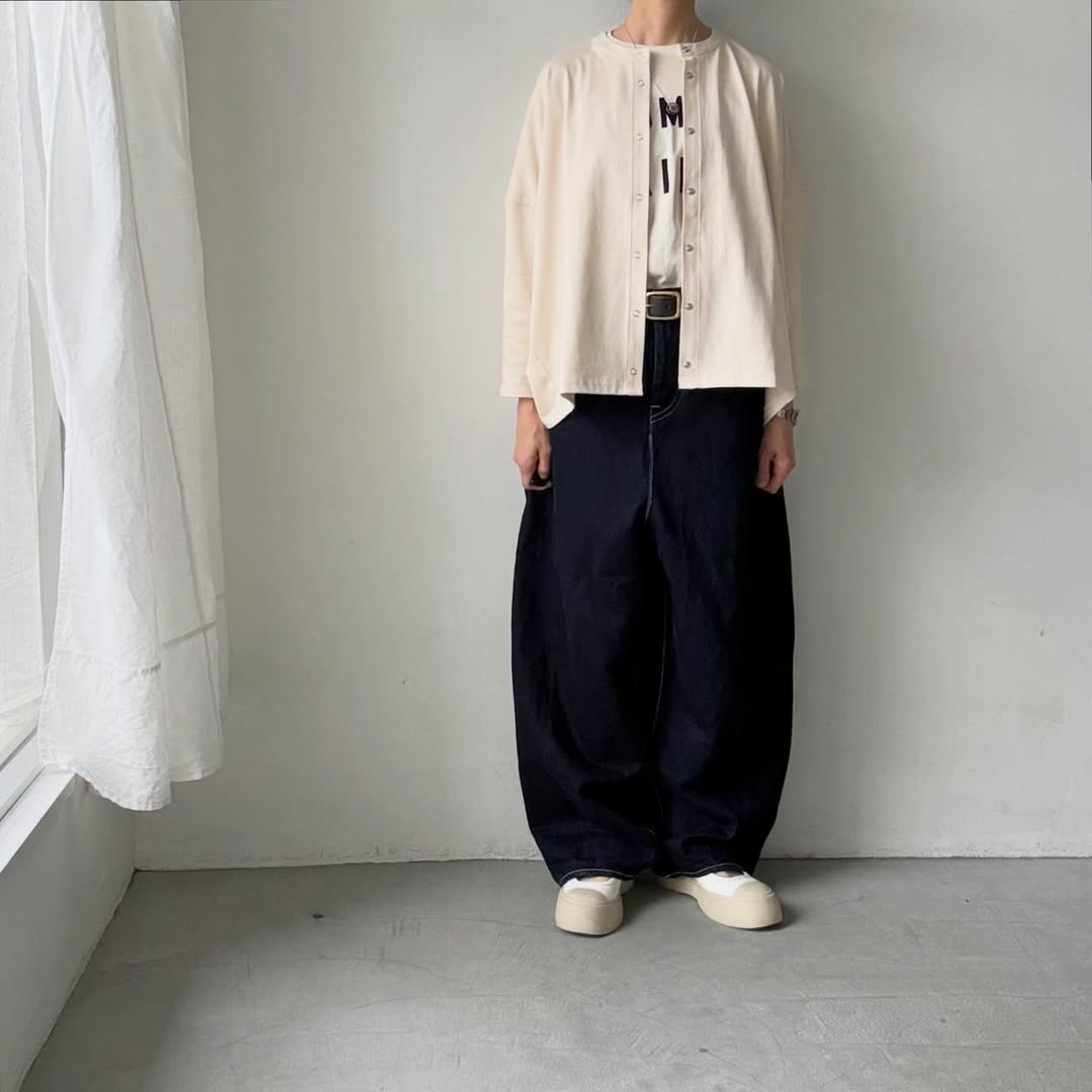 Linenya  スナップボタンカーディガン　きなり
