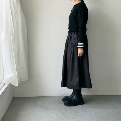 cion  コットンシャーリングギャザースカート　ブラック