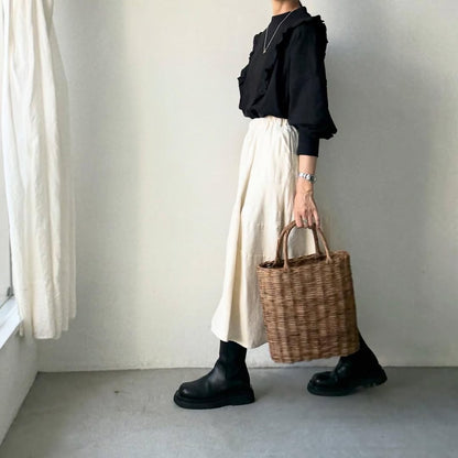 MAGALI コットン天竺ショルダーフリルカットソー