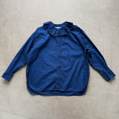 R&D.M.Co インディゴブルーラッフルカラーブラウス