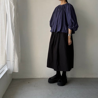 R&D.M.Co ガーメントダイカディギャザースモック　ダークブルー