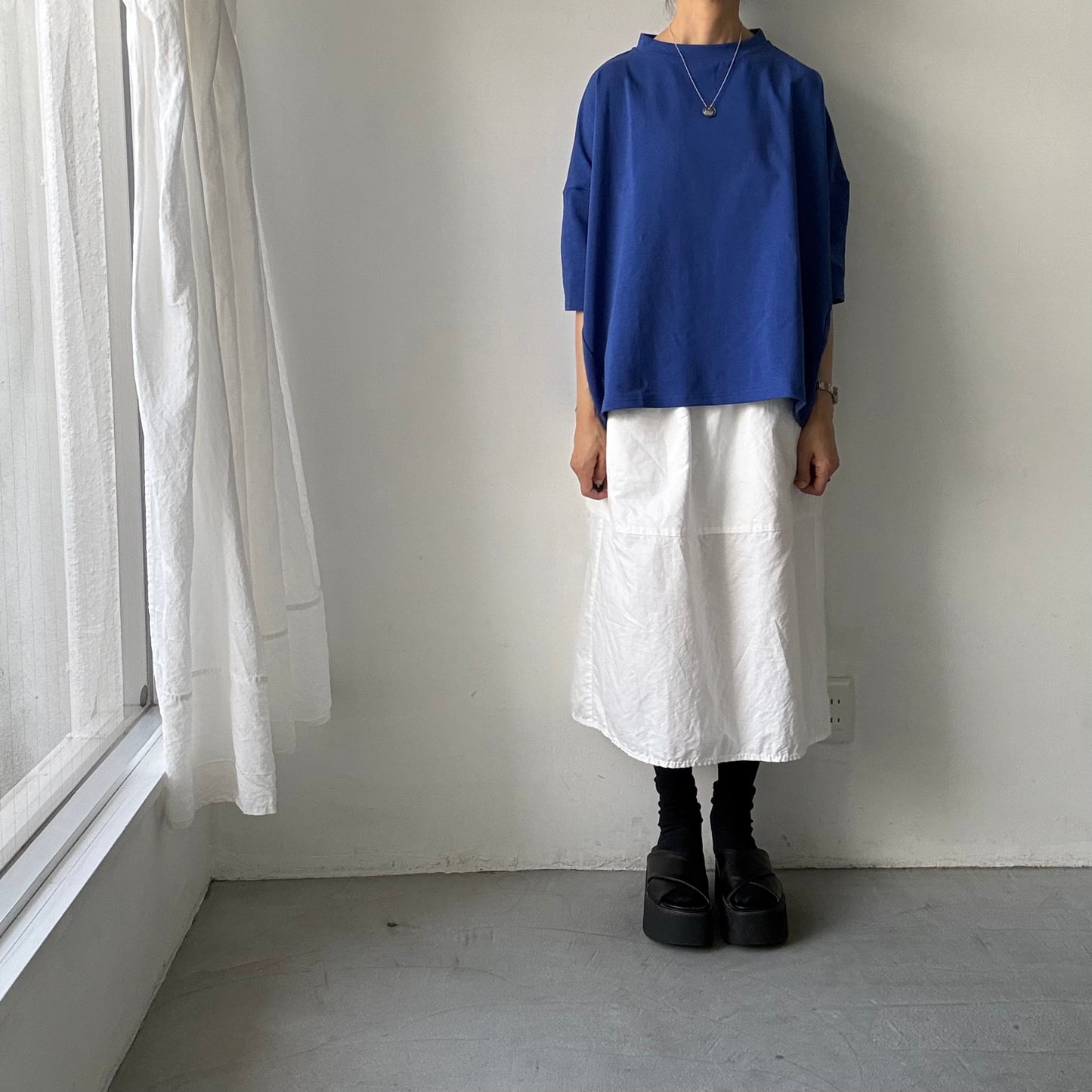 🟡水曜日入荷分予約受付中🟡 Linenya  テラヴェ7分袖Tシャツ　ブルー
