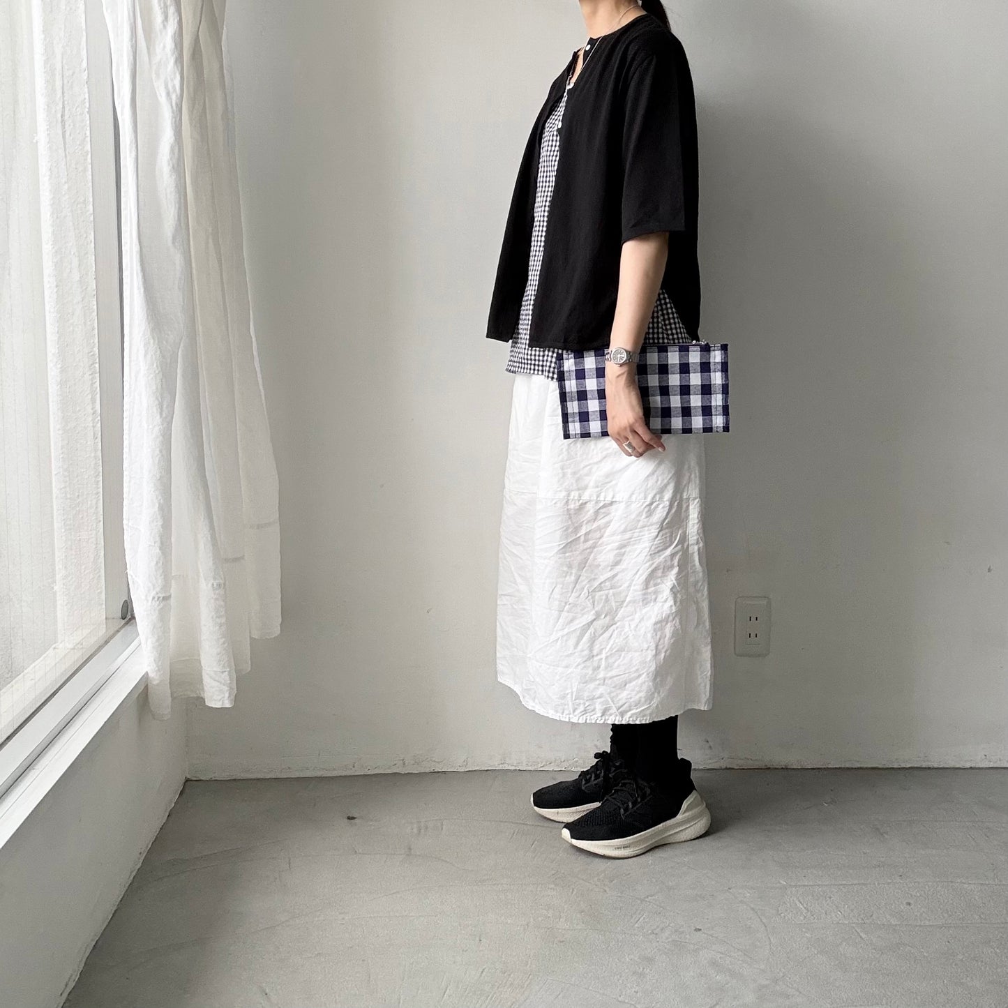 homspun  先染め帆布横長ポーチ