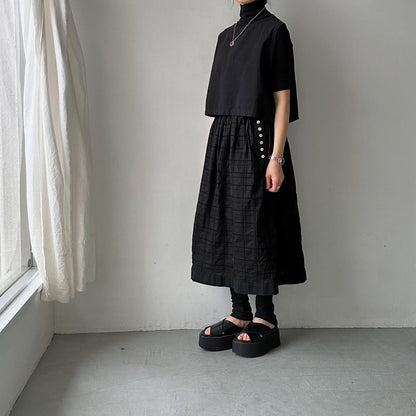 MAGALI ガーメントダイコットンレーススカート　ブラック