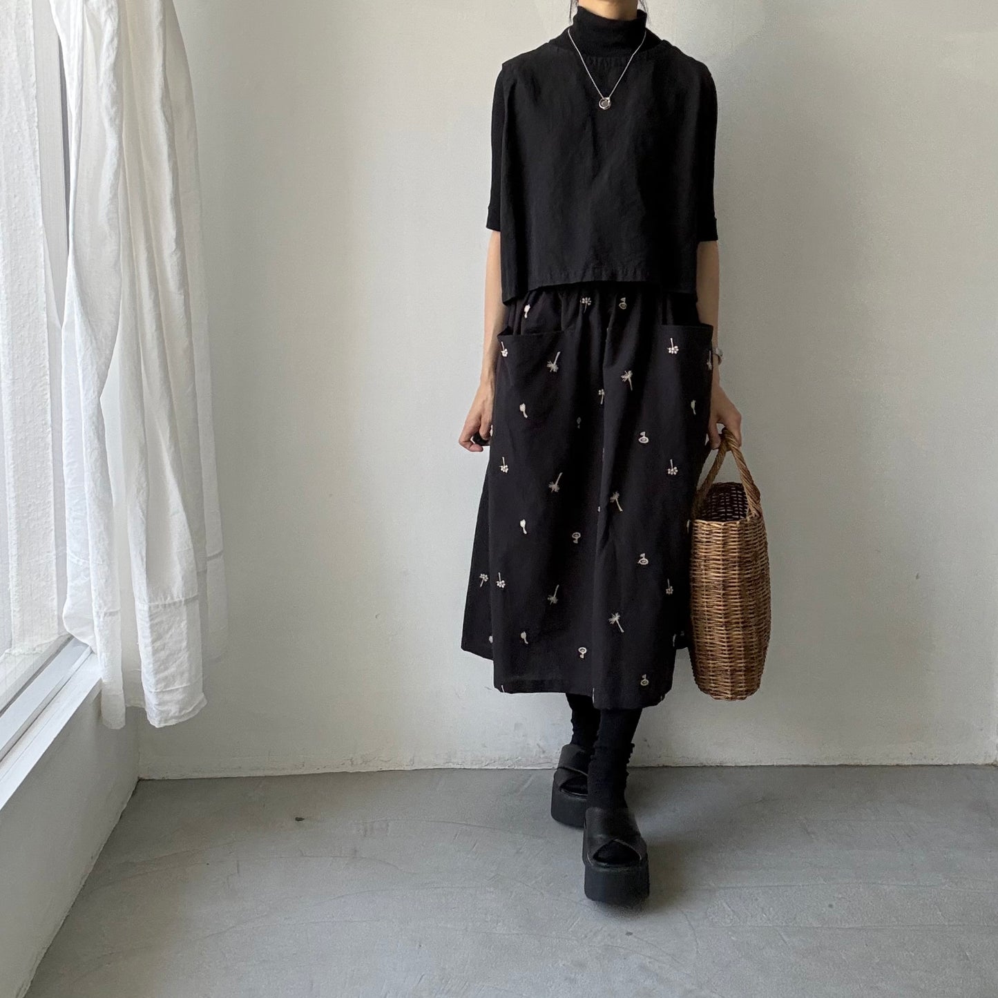 atelier naruse  コットンリネンカットインポケットスカート nohara