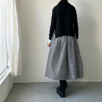 ayanoguchiaya　ギンガムチェックタックワイドスカート(blanc別注)