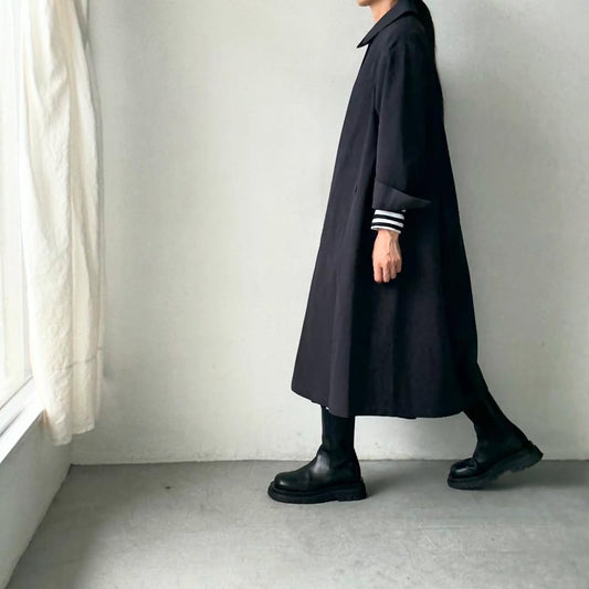 atelier d'antan Girardコットンコートワンピース　ダークグレー