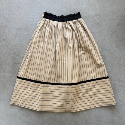 MAGALI コットンシルクストライプラップ風スカート　