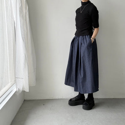 Linenya  デニムタックスカート　82センチ丈