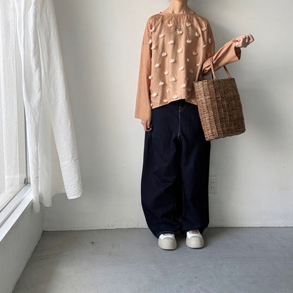 kijinokanosei  ひなぎくビッグプルオーバー　ベージュ×ベージュ