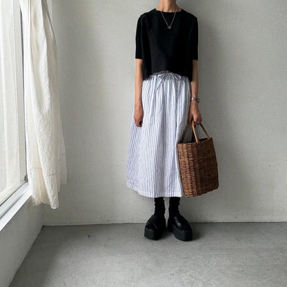 atelier naruse  ストライプリネンギャザースカート