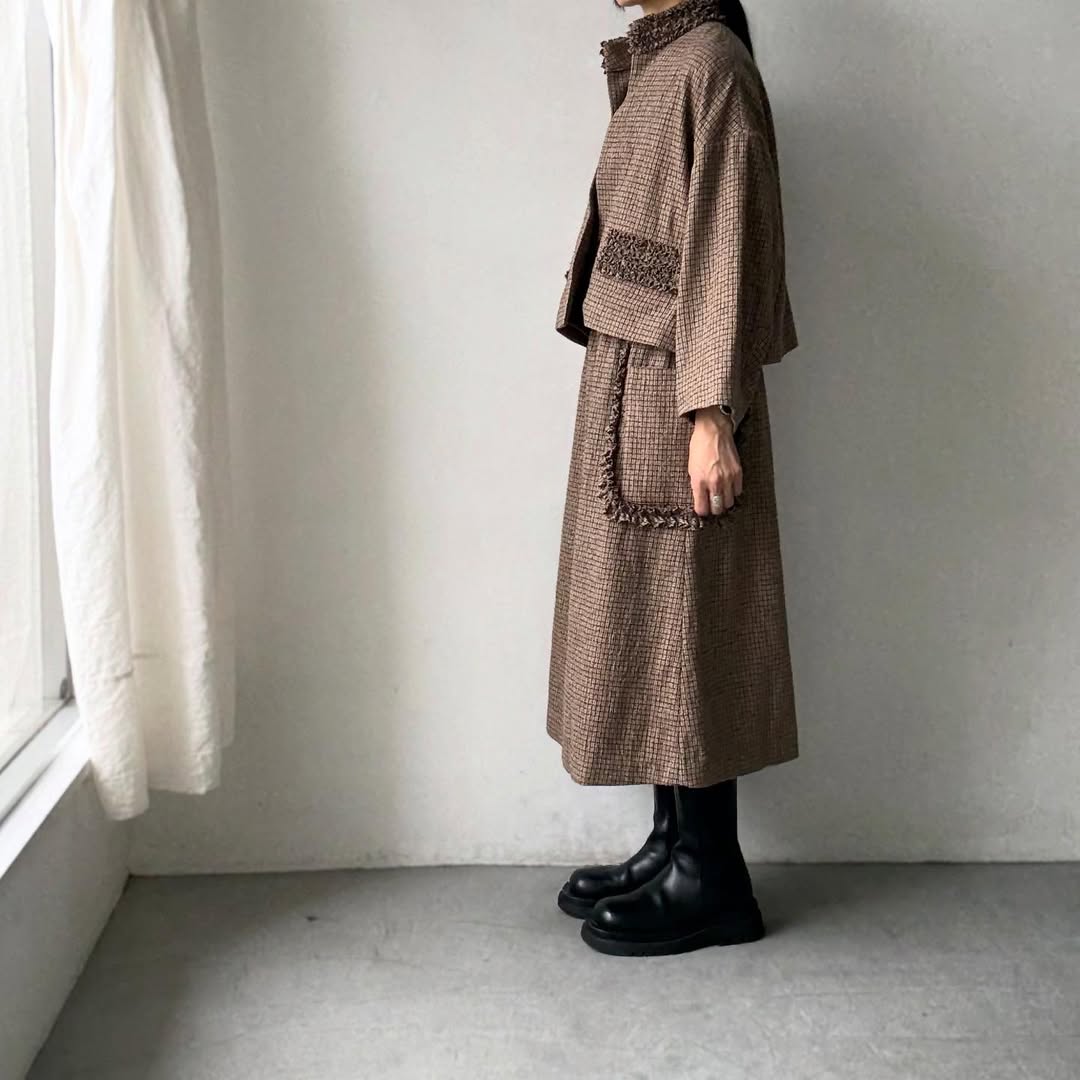 R&D.M.Co  コットンウールフリルデコレーションスカート　チェック