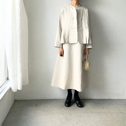 MAGALI ハイカウントコットンリネンダブルボタンジャケット　オートミール
