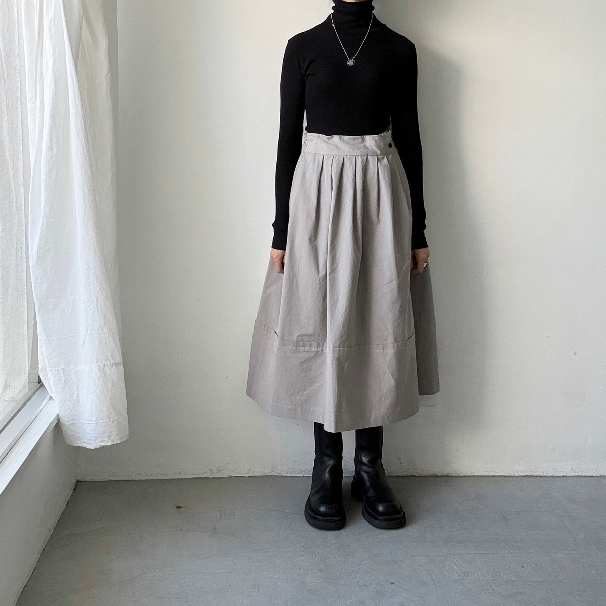 MAGALI オールドコットンラップ風スカート　グレー