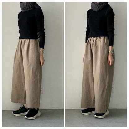 homspun ウールリネンギャザーワイドパンツ　ベージュ