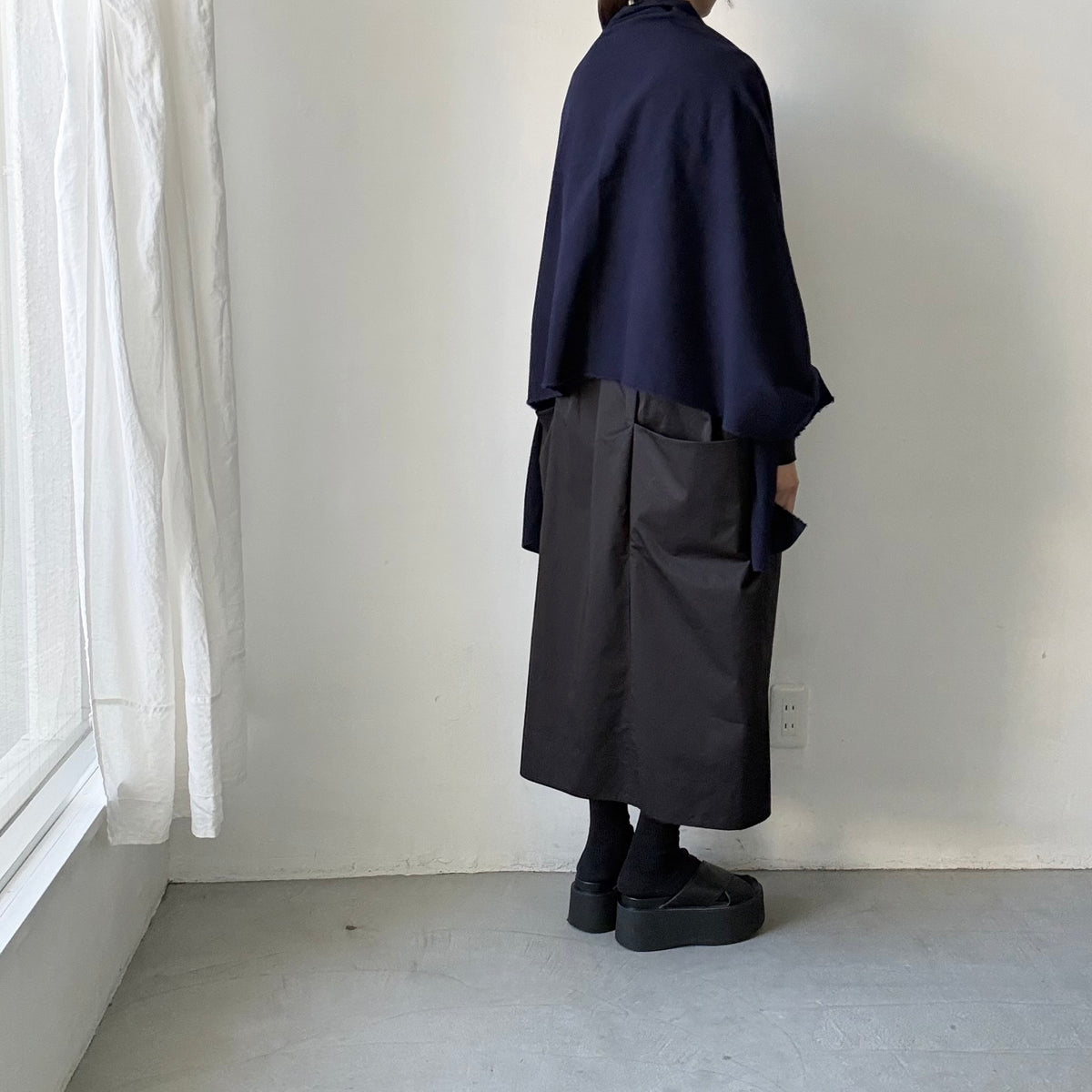SACUCA  ウールコットンストール　ネイビー