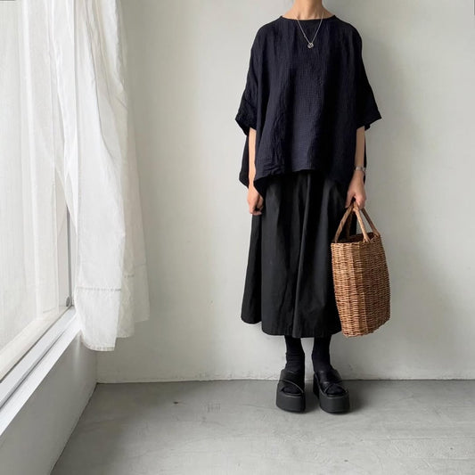 jujudhau ギンガムリネンワイドシャツ