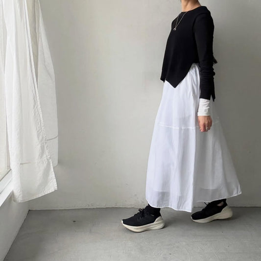 ゴーシュ  ラミーコットンローンギャザー切替スカート　ホワイト