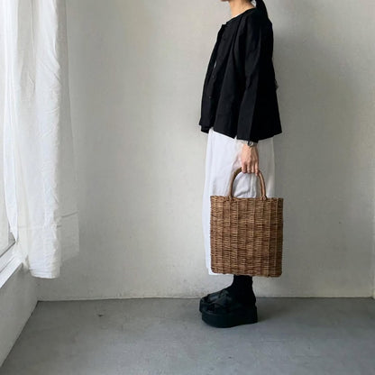 jujudhau デッドストックコットンダブルボタンシャツ　ブラック