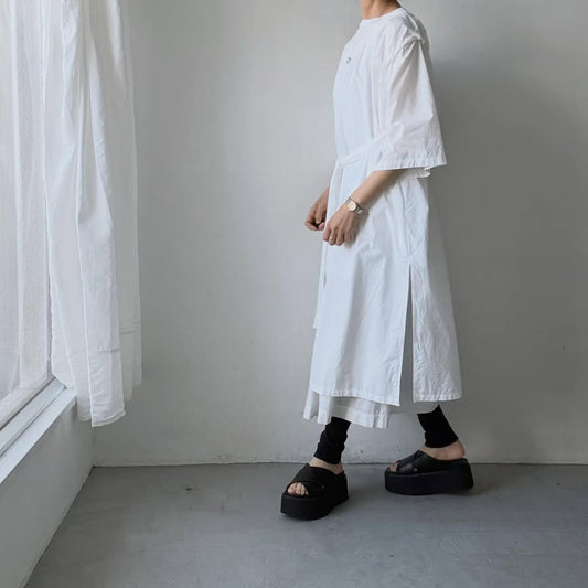 ayanoguchiaya　フリップロングシャツドレス　ホワイト