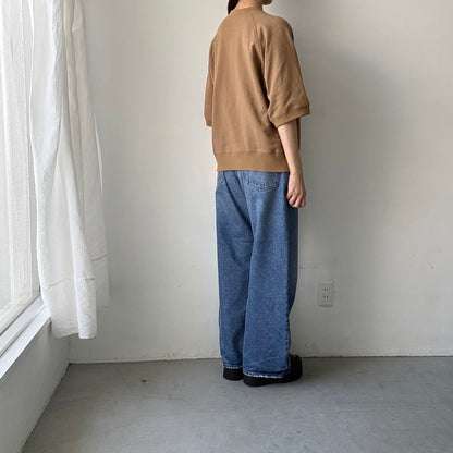 atelier naruse  コットン半袖スウェットシャツ　キャメル