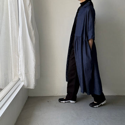jujudhau  デニムハーフスリーブドレス