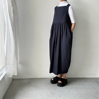 TENNE HANDCRAFTED MODERN ビスコースリネンノースリーブコクーンドレス