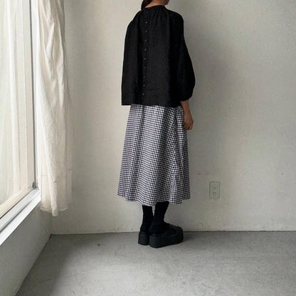 R&D.M.Co  リネンヘンプスモックブラウス　ブラック