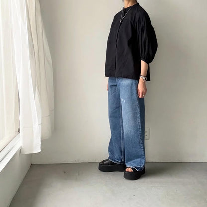 homspun  無地パフスリーブブラウス