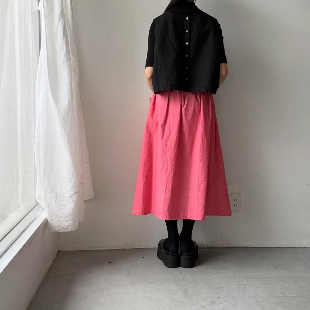 atelier naruse  ダウンプルーフコットンカットインポケットスカート　ローズピンク